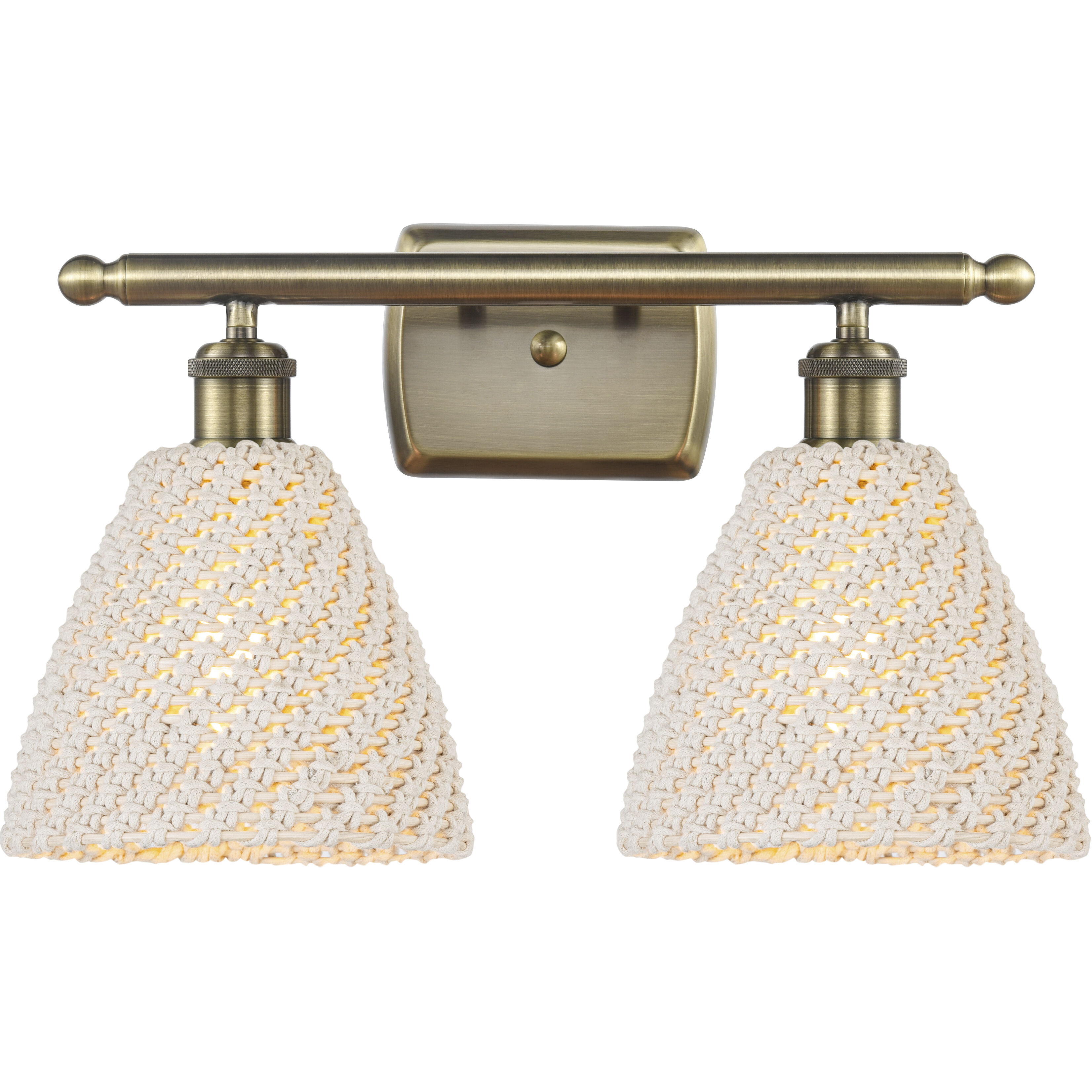 Ballston Bristol Natural 2 Light 17.5 inch Antique Brass Bath Vanity Light Wall Light