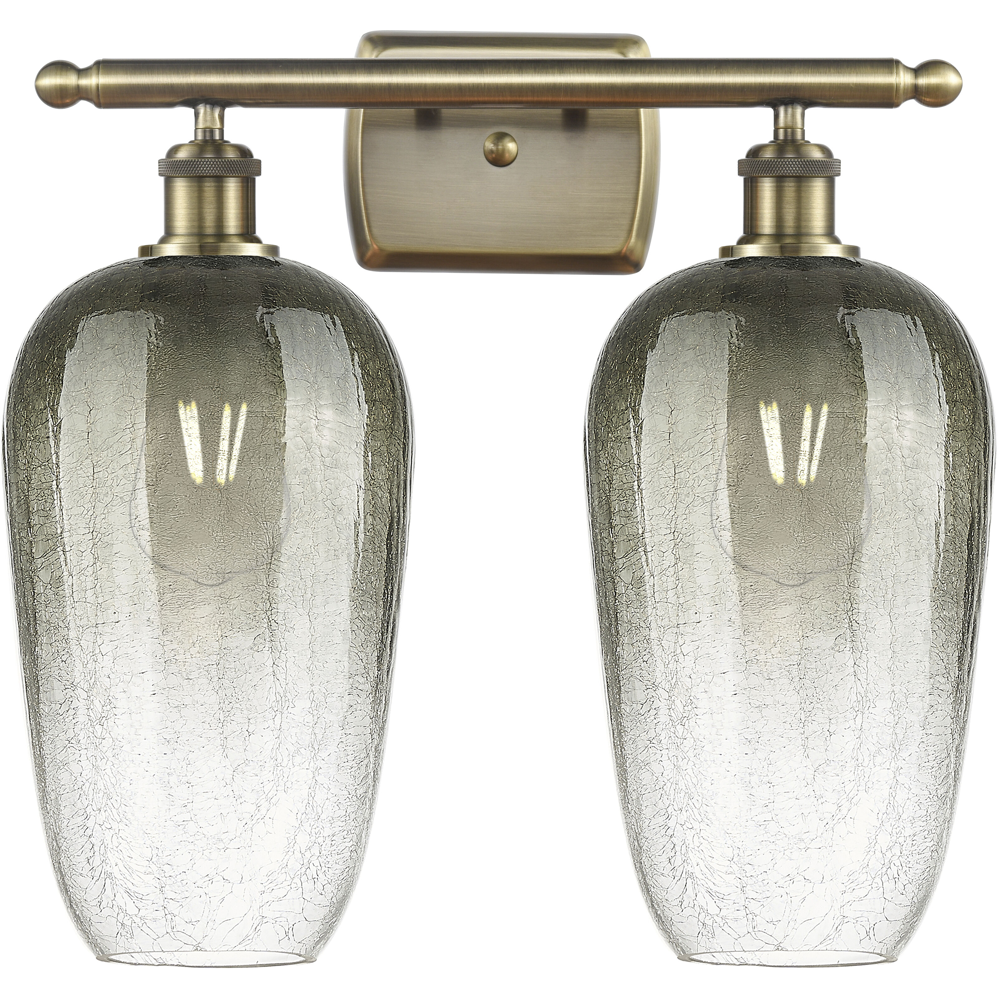 Ballston Brookhaven Flute 2 Light 17 inch Antique Brass Bath Vanity Light Wall Light in Slate Glass