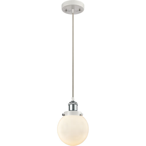 Ballston Beacon 1 Light 6 inch White and Polished Chrome Mini Pendant Ceiling Light in Matte White Glass