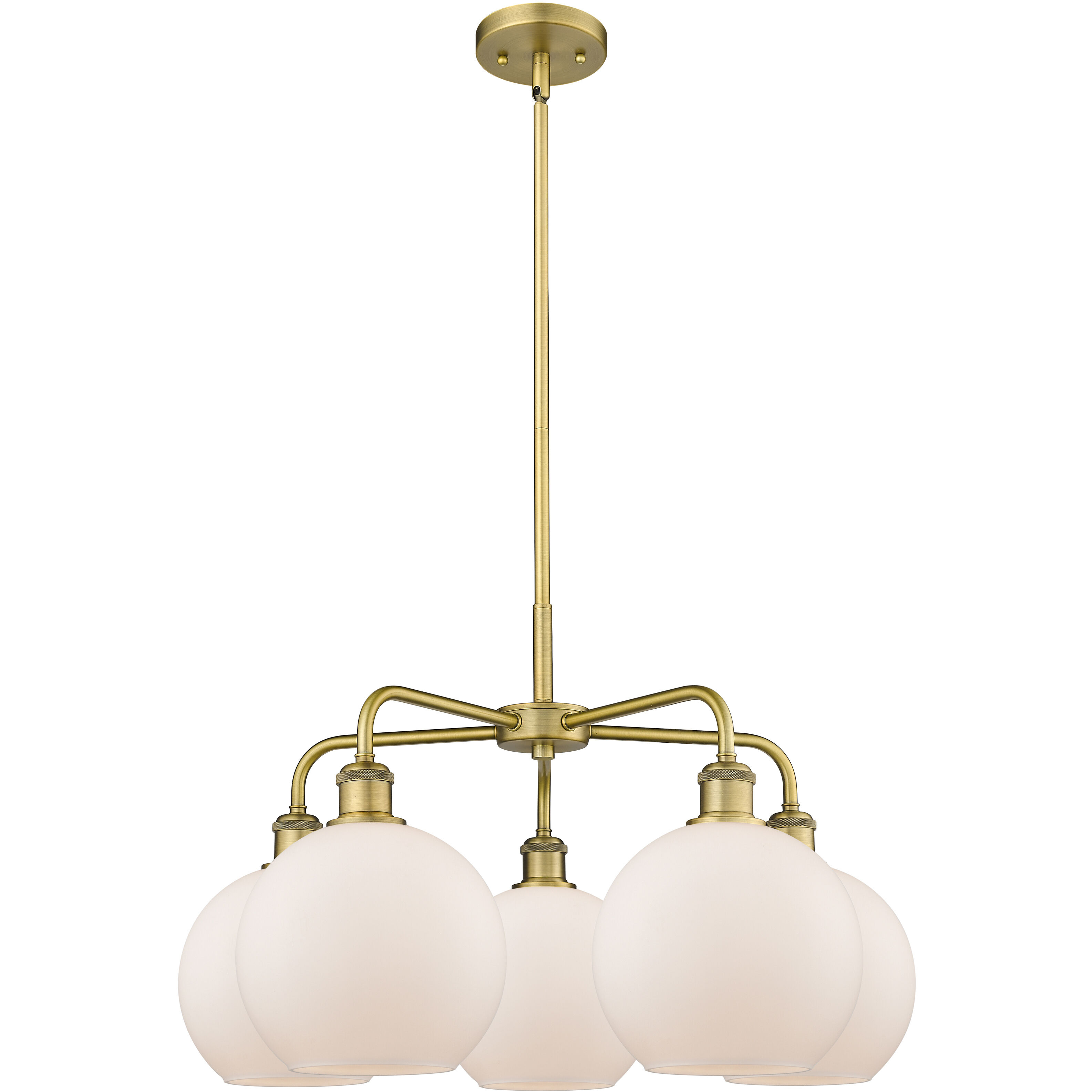 Athens 5 Light 26 inch Brushed Brass Chandelier Ceiling Light in Matte White Glass