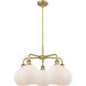 Athens 5 Light 26 inch Brushed Brass Chandelier Ceiling Light in Matte White Glass