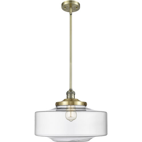 Franklin Restoration Bridgeton LED 11.75 inch Antique Brass Mini Pendant Ceiling Light in Clear