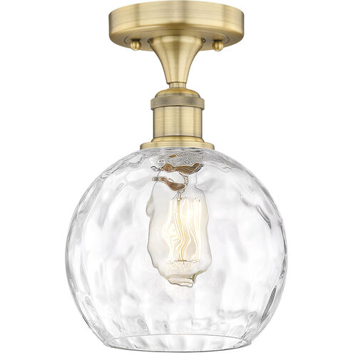 Athens Water Glass 1 Light 8 inch Brushed Brass Semi-Flush Mount Ceiling Light