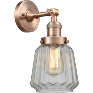 Franklin Restoration Chatham LED 6 inch Antique Copper Sconce Wall Light in Clear Glass, Franklin Restoration