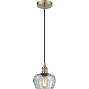 Fenton 1 Light 6.5 inch Antique Brass and Clear Mini Pendant Ceiling Light