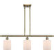 Ballston Cobbleskill LED 36 inch Antique Brass Island Light Ceiling Light in Matte White Glass, Ballston