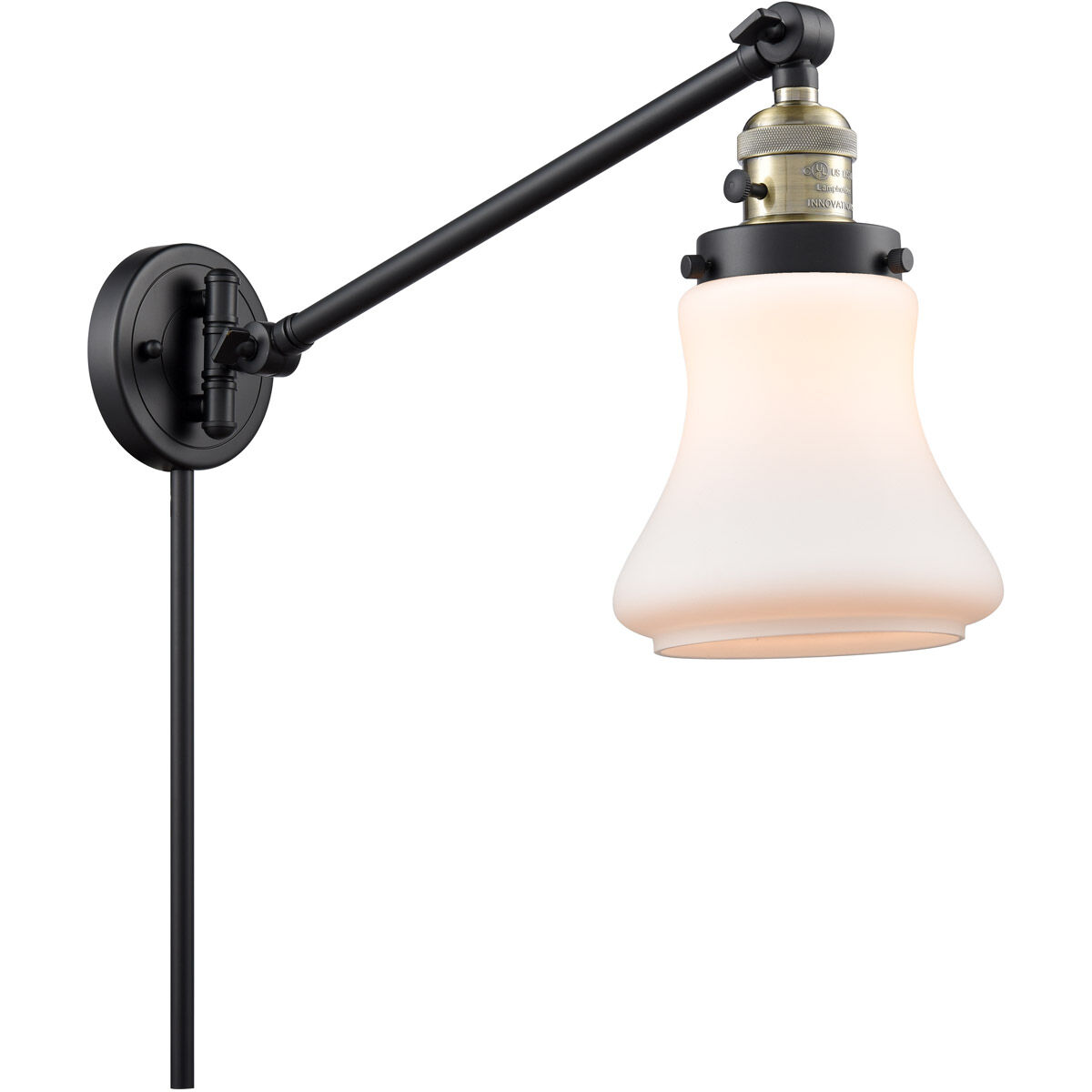 Bellmont 35 inch 3.50 watt Black Antique Brass Swing Arm Wall Light, Franklin Restoration