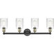 Hadley 4 Light 31.5 inch Black Antique Brass Bath Vanity Light Wall Light in Clear