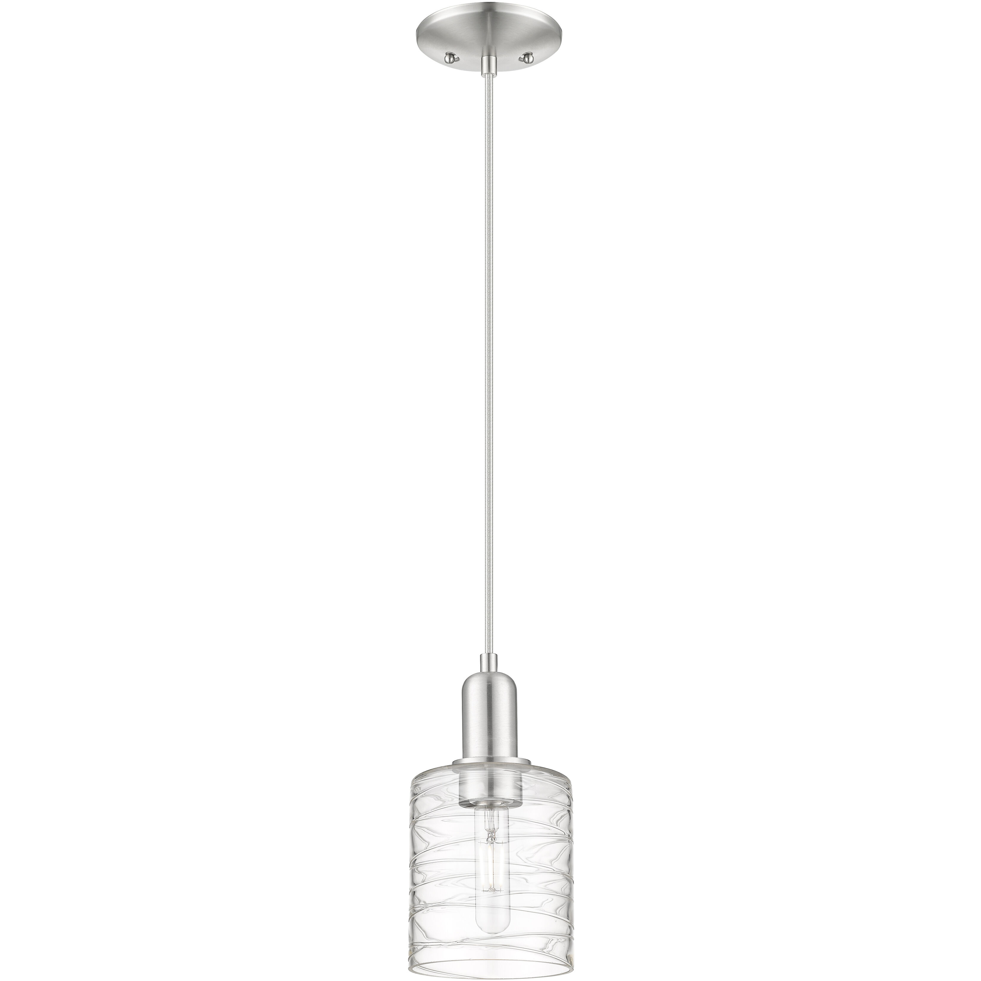 Arcadia Cobbleskill 1 Light 5 inch Brushed Satin Nickel Mini Pendant Ceiling Light in Deco Swirl