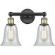 Hanover 2 Light 15.25 inch Black Antique Brass Bath Vanity Light Wall Light in Fishnet
