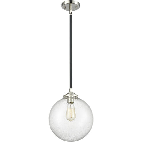 Nouveau Beacon LED 10 inch Black Polished Nickel Mini Pendant Ceiling Light in Seedy, Nouveau