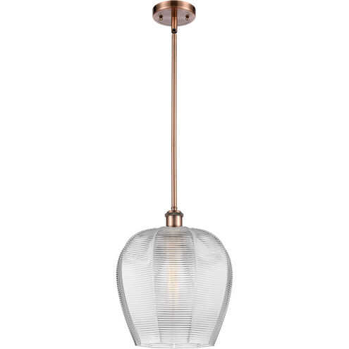 Ballston Norfolk LED 12 inch Antique Copper Mini Pendant Ceiling Light in Clear Glass