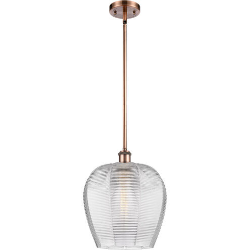 Ballston Norfolk LED 11.75 inch Antique Copper Mini Pendant Ceiling Light in Clear Glass
