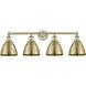 Metal Bristol 4 Light 34.5 inch Antique Brass Bath Vanity Light Wall Light