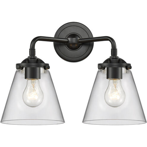 Nouveau Small Cone 2 Light 14 inch Oil Rubbed Bronze Bath Vanity Light Wall Light in Clear Glass, Nouveau