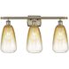 Ballston Brookhaven Almond 3 Light 26 inch Antique Brass Bath Vanity Light Wall Light in Amber Glass