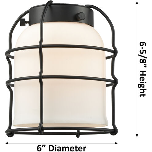 Franklin Restoration Small Bell Cage LED 6 inch Matte Black Sconce Wall Light in Silver Plated Mercury Glass, Franklin Restoration
