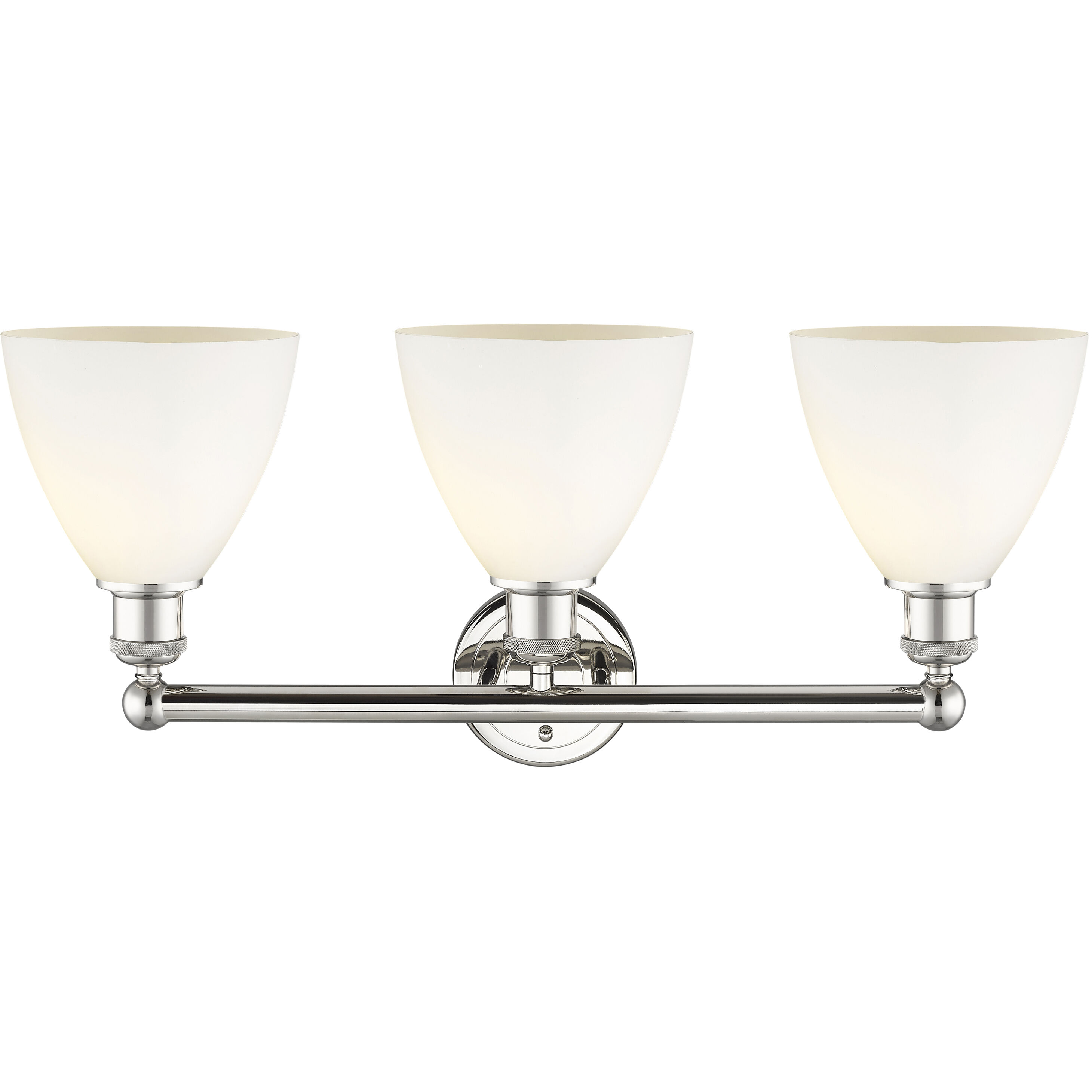 Bristol Glass 3 Light 25.5 inch Polished Nickel Bath Vanity Light Wall Light in Matte White