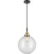 Beacon 1 Light 12 inch Black Antique Brass Mini Pendant Ceiling Light in Clear Glass