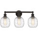 Edison Belfast 3 Light 24 inch Oil Rubbed Bronze Bath Vanity Light Wall Light in Deco Swirl Glass