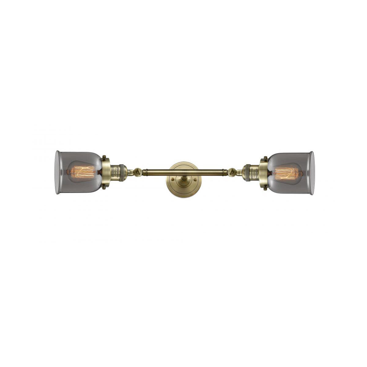 Franklin Restoration Small Bell LED 5 inch Antique Brass Bath Vanity Light Wall Light in Plated Smoke Glass, Franklin Restoration