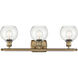Ballston Athens 3 Light 26 inch Brushed Brass Bath Vanity Light Wall Light in Seedy Glass