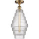 Ballston Cascade LED 8.25 inch Brushed Brass Semi-Flush Mount Ceiling Light in Clear Glass