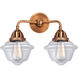 Nouveau 2 Small Oxford LED 15.5 inch Antique Copper Bath Vanity Light Wall Light in Clear Glass