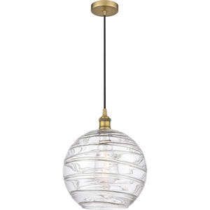 Edison Athens Deco Swirl LED 12 inch Brushed Brass Mini Pendant Ceiling Light