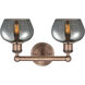 Fenton 2 Light 15.5 inch Antique Copper and Plated Smoke Bath Vanity Light Wall Light