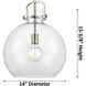 Newton Sphere 1 Light 14 inch Brushed Brass Pendant Ceiling Light in Plated Smoke Glass