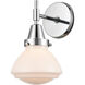 Caden LED 7 inch Polished Chrome Sconce Wall Light in Matte White Glass