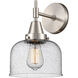 Caden LED 12 inch Satin Nickel Sconce Wall Light in Seedy Glass