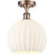 Edison White Venetian 1 Light 10 inch Antique Copper Semi-Flush Mount Ceiling Light