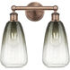 Edison Brookhaven Almond 2 Light 15 inch Antique Copper Bath Vanity Light Wall Light in Slate Glass
