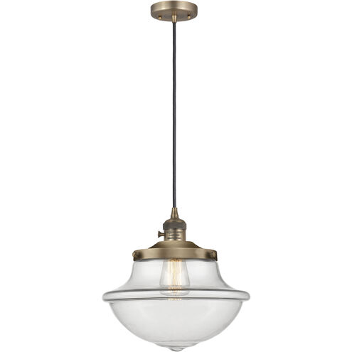 Franklin Restoration Oxford 1 Light 11.75 inch Brushed Brass Mini Pendant Ceiling Light in Incandescent, Clear