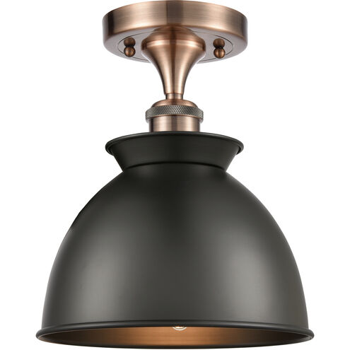 Ballston Adirondack LED 9 inch Antique Copper Semi-Flush Mount Ceiling Light in Matte Black, Ballston
