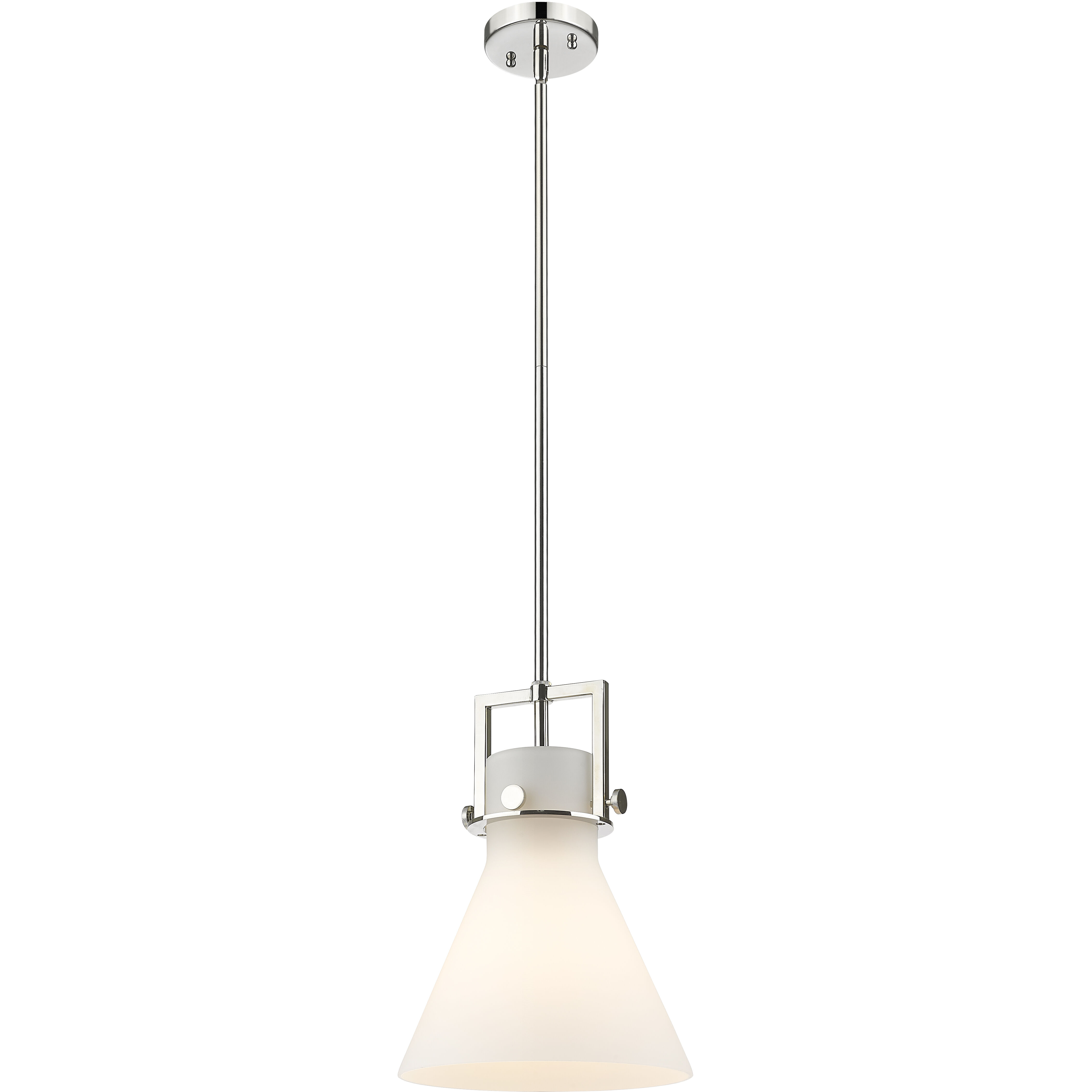 Newton Cone 1 Light 10 inch Polished Nickel Pendant Ceiling Light in Matte White Glass