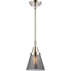 Franklin Restoration Small Cone 1 Light 6 inch Polished Nickel Mini Pendant Ceiling Light in Plated Smoke Glass