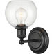 Concord 1 Light 6 inch Matte Black Sconce Wall Light in Incandescent, Clear Glass