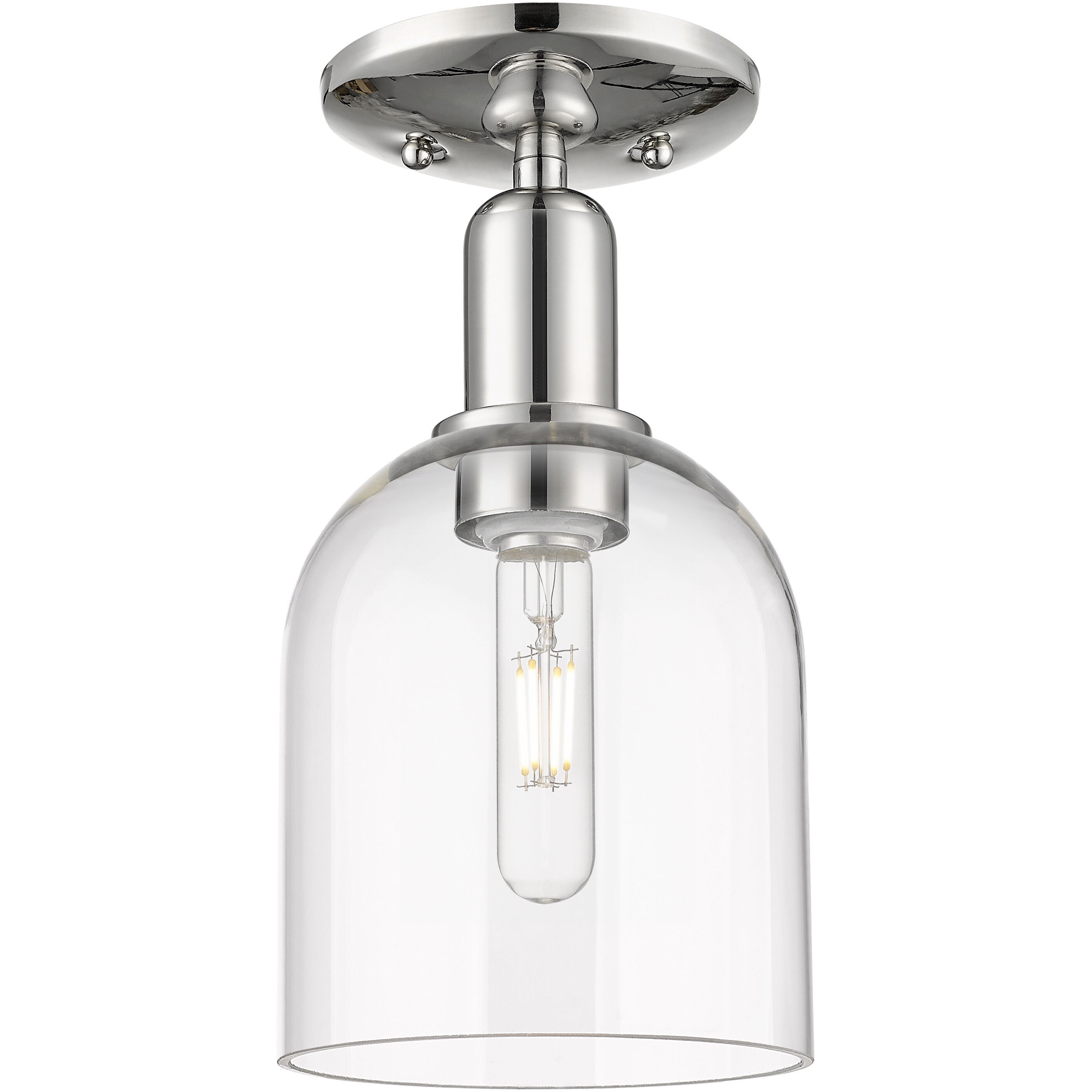 Arcadia Bella 1 Light 5.5 inch Polished Nickel Semi-Flush Mount Ceiling Light in Clear