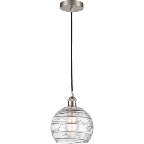 Edison Athens Deco Swirl 1 Light 8 inch Brushed Satin Nickel Mini Pendant Ceiling Light