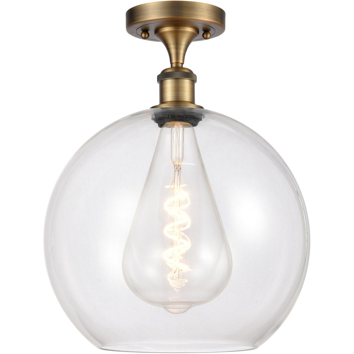 Ballston Athens 1 Light 12 inch Brushed Brass Semi-Flush Mount Ceiling Light in Clear Glass