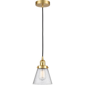 Edison Cone LED 6 inch Satin Gold Mini Pendant Ceiling Light