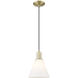 Arcadia Berkshire Glass 1 Light 8 inch Antique Brass Mini Pendant Ceiling Light in Matte White