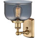 Ballston Large Bell 1 Light 8 inch Brushed Brass Sconce Wall Light in Light Smoke Glass
