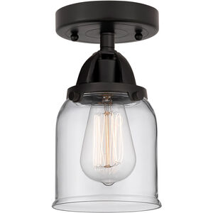 Nouveau 2 Small Bell 1 Light 5 inch Matte Black Semi-Flush Mount Ceiling Light in Clear Glass