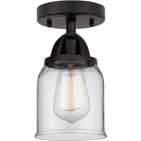 Nouveau 2 Small Bell 1 Light 5 inch Matte Black Semi-Flush Mount Ceiling Light in Clear Glass
