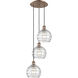 Ballston Athens Deco Swirl 3 Light 15 inch Antique Copper Multi-Pendant Ceiling Light