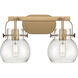 Pilaster II Sphere 2 Light 17 inch Brushed Brass Bath Vanity Light Wall Light in Seedy Glass